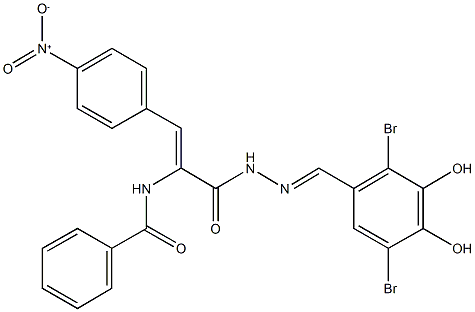 N-(1-{[2-(2,5-dibromo-3,4-dihydroxybenzylidene)hydrazino]carbonyl}-2-{4-nitrophenyl}vinyl)benzamide Structure