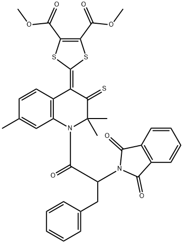 352640-87-0 dimethyl 2-(1-[2-(1,3-dioxo-1,3-dihydro-2H-isoindol-2-yl)-3-phenylpropanoyl]-2,2,7-trimethyl-3-thioxo-2,3-dihydro-4(1H)-quinolinylidene)-1,3-dithiole-4,5-dicarboxylate