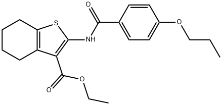 ethyl 2-[(4-propoxybenzoyl)amino]-4,5,6,7-tetrahydro-1-benzothiophene-3-carboxylate 化学構造式