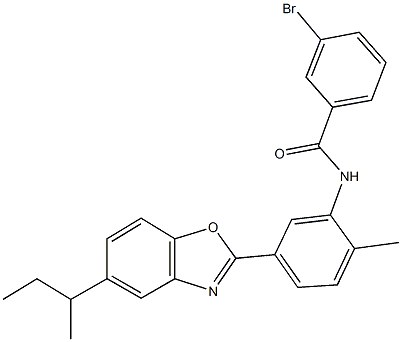 3-bromo-N-[5-(5-sec-butyl-1,3-benzoxazol-2-yl)-2-methylphenyl]benzamide 化学構造式