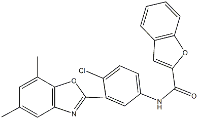 N-[4-chloro-3-(5,7-dimethyl-1,3-benzoxazol-2-yl)phenyl]-1-benzofuran-2-carboxamide,352650-69-2,结构式