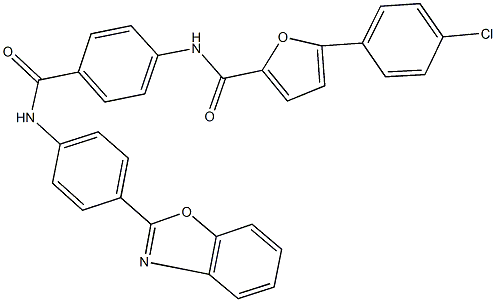 N-(4-{[4-(1,3-benzoxazol-2-yl)anilino]carbonyl}phenyl)-5-(4-chlorophenyl)-2-furamide Struktur
