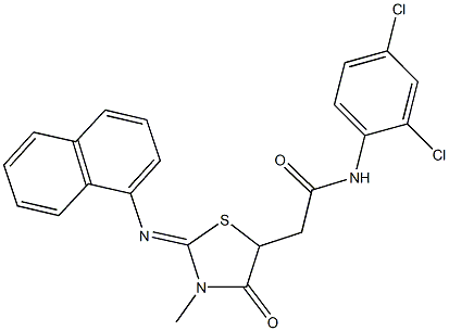 N-(2,4-dichlorophenyl)-2-[3-methyl-2-(1-naphthylimino)-4-oxo-1,3-thiazolidin-5-yl]acetamide Structure