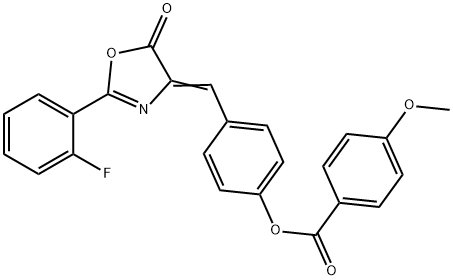 4-[(2-(2-fluorophenyl)-5-oxo-1,3-oxazol-4(5H)-ylidene)methyl]phenyl 4-methoxybenzoate Struktur