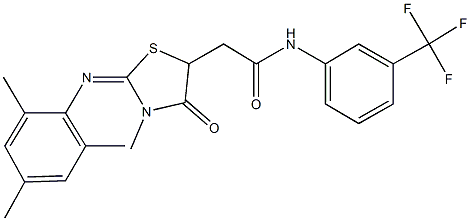 2-[2-(mesitylimino)-3-methyl-4-oxo-1,3-thiazolidin-5-yl]-N-[3-(trifluoromethyl)phenyl]acetamide Structure