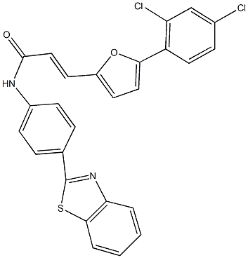 N-[4-(1,3-benzothiazol-2-yl)phenyl]-3-[5-(2,4-dichlorophenyl)-2-furyl]acrylamide,352652-02-9,结构式