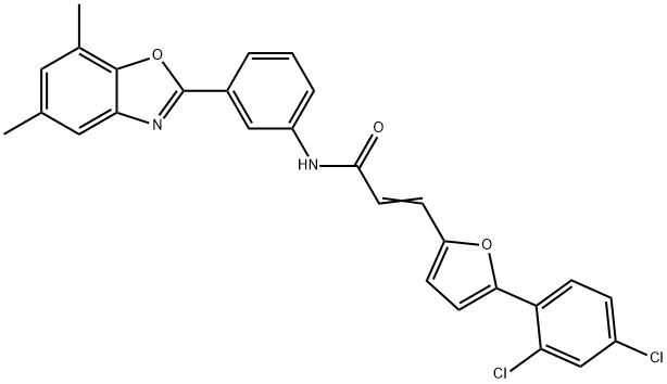 352652-04-1 3-[5-(2,4-dichlorophenyl)-2-furyl]-N-[3-(5,7-dimethyl-1,3-benzoxazol-2-yl)phenyl]acrylamide