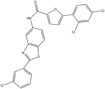 N-[2-(3-chlorophenyl)-1,3-benzoxazol-5-yl]-5-(2,4-dichlorophenyl)-2-furamide,352652-09-6,结构式