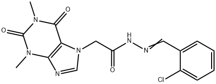 N'-(2-chlorobenzylidene)-2-(1,3-dimethyl-2,6-dioxo-1,2,3,6-tetrahydro-7H-purin-7-yl)acetohydrazide 结构式