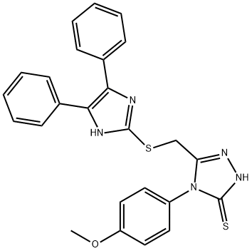 5-{[(4,5-diphenyl-1H-imidazol-2-yl)sulfanyl]methyl}-4-(4-methoxyphenyl)-2,4-dihydro-3H-1,2,4-triazole-3-thione 结构式