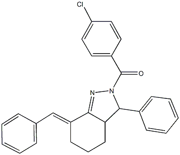 7-benzylidene-2-(4-chlorobenzoyl)-3-phenyl-3,3a,4,5,6,7-hexahydro-2H-indazole Structure