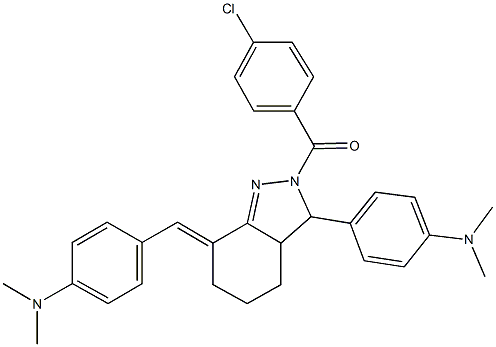 4-{2-(4-chlorobenzoyl)-7-[4-(dimethylamino)benzylidene]-3,3a,4,5,6,7-hexahydro-2H-indazol-3-yl}-N,N-dimethylaniline,352657-13-7,结构式