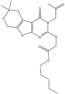 pentyl {[6,6-dimethyl-3-(2-methyl-2-propenyl)-4-oxo-3,5,6,8-tetrahydro-4H-pyrano[4',3':4,5]thieno[2,3-d]pyrimidin-2-yl]sulfanyl}acetate Structure