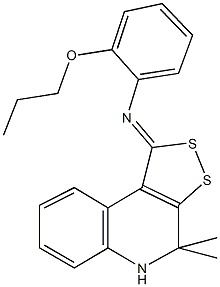 N-(4,4-dimethyl-4,5-dihydro-1H-[1,2]dithiolo[3,4-c]quinolin-1-ylidene)-N-(2-propoxyphenyl)amine,352659-56-4,结构式