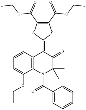diethyl 2-(1-benzoyl-8-ethoxy-2,2-dimethyl-3-thioxo-2,3-dihydro-4(1H)-quinolinylidene)-1,3-dithiole-4,5-dicarboxylate,352659-73-5,结构式