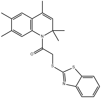 1-[(1,3-benzothiazol-2-ylsulfanyl)acetyl]-2,2,4,6,7-pentamethyl-1,2-dihydroquinoline,352660-17-4,结构式