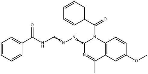 N''-benzoyl-N-(1-benzoyl-6-methoxy-4-methyl-2(1H)-quinazolinylidene)guanidine Struktur