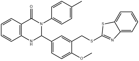 2-{3-[(1,3-benzothiazol-2-ylsulfanyl)methyl]-4-methoxyphenyl}-3-(4-methylphenyl)-2,3-dihydro-4(1H)-quinazolinone Structure