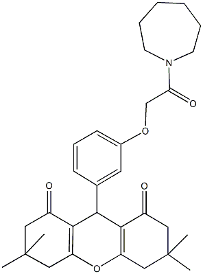 9-{3-[2-(1-azepanyl)-2-oxoethoxy]phenyl}-3,3,6,6-tetramethyl-3,4,5,6,7,9-hexahydro-1H-xanthene-1,8(2H)-dione Structure