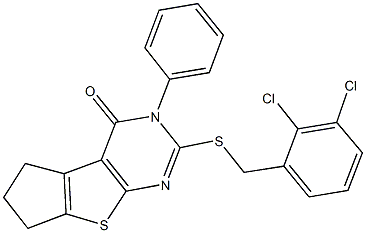 2-[(2,3-dichlorobenzyl)sulfanyl]-3-phenyl-3,5,6,7-tetrahydro-4H-cyclopenta[4,5]thieno[2,3-d]pyrimidin-4-one Structure