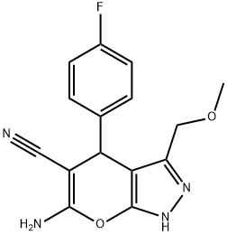 6-amino-4-(4-fluorophenyl)-3-(methoxymethyl)-1,4-dihydropyrano[2,3-c]pyrazole-5-carbonitrile 结构式
