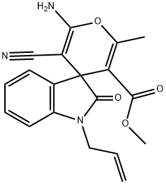 1-allyl-6'-amino-5'-cyano-1,3-dihydro-3'-methoxycarbonyl-2'-methyl-2-oxospiro[2H-indole-3,4'-(4'H)-pyran]|