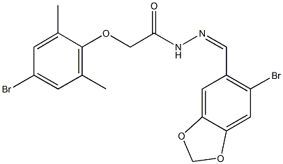 N'-[(6-bromo-1,3-benzodioxol-5-yl)methylene]-2-(4-bromo-2,6-dimethylphenoxy)acetohydrazide Struktur