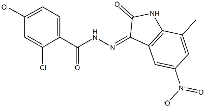 2,4-dichloro-N'-{5-nitro-7-methyl-2-oxo-1,2-dihydro-3H-indol-3-ylidene}benzohydrazide Structure