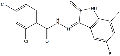 N'-(5-bromo-7-methyl-2-oxo-1,2-dihydro-3H-indol-3-ylidene)-2,4-dichlorobenzohydrazide 化学構造式