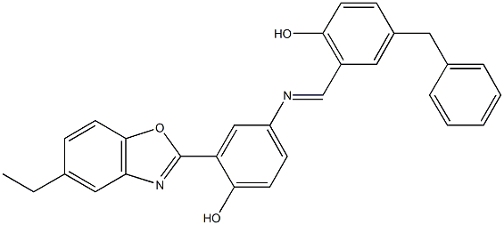 4-[(5-benzyl-2-hydroxybenzylidene)amino]-2-(5-ethyl-1,3-benzoxazol-2-yl)phenol Struktur