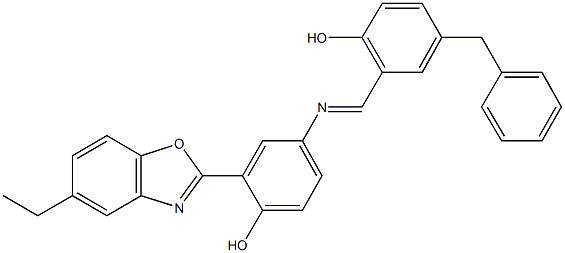 4-[(5-benzyl-2-hydroxybenzylidene)amino]-2-(5-ethyl-1,3-benzoxazol-2-yl)phenol,352664-15-4,结构式