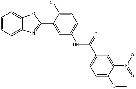N-[3-(1,3-benzoxazol-2-yl)-4-chlorophenyl]-3-nitro-4-methoxybenzamide Struktur