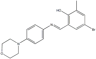 4-bromo-2-methyl-6-({[4-(4-morpholinyl)phenyl]imino}methyl)phenol 化学構造式