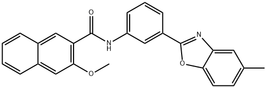 3-methoxy-N-[3-(5-methyl-1,3-benzoxazol-2-yl)phenyl]-2-naphthamide 化学構造式