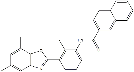 N-[3-(5,7-dimethyl-1,3-benzoxazol-2-yl)-2-methylphenyl]-2-naphthamide 化学構造式