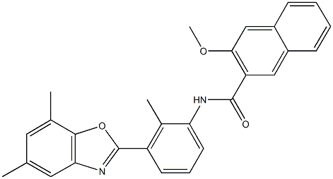 N-[3-(5,7-dimethyl-1,3-benzoxazol-2-yl)-2-methylphenyl]-3-methoxy-2-naphthamide Struktur