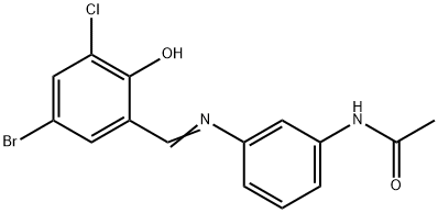 N-{3-[(5-bromo-3-chloro-2-hydroxybenzylidene)amino]phenyl}acetamide 化学構造式
