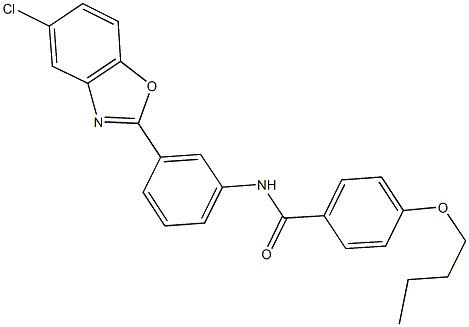 4-butoxy-N-[3-(5-chloro-1,3-benzoxazol-2-yl)phenyl]benzamide 化学構造式