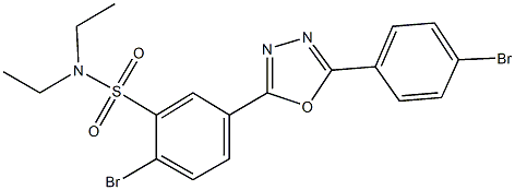 2-bromo-5-[5-(4-bromophenyl)-1,3,4-oxadiazol-2-yl]-N,N-diethylbenzenesulfonamide 结构式