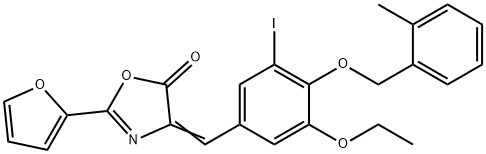 4-{3-ethoxy-5-iodo-4-[(2-methylbenzyl)oxy]benzylidene}-2-(2-furyl)-1,3-oxazol-5(4H)-one Structure