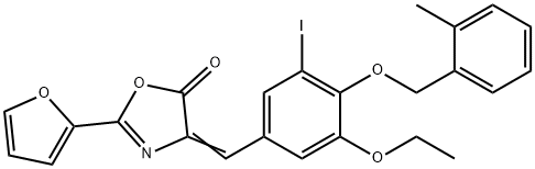 4-{3-ethoxy-5-iodo-4-[(2-methylbenzyl)oxy]benzylidene}-2-(2-furyl)-1,3-oxazol-5(4H)-one,352677-28-2,结构式