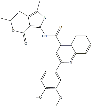 isopropyl 2-({[2-(3,4-dimethoxyphenyl)-4-quinolinyl]carbonyl}amino)-4-ethyl-5-methyl-3-thiophenecarboxylate Structure