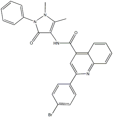 2-(4-bromophenyl)-N-(1,5-dimethyl-3-oxo-2-phenyl-2,3-dihydro-1H-pyrazol-4-yl)-4-quinolinecarboxamide 结构式