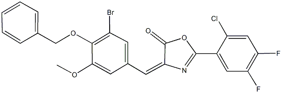 4-[4-(benzyloxy)-3-bromo-5-methoxybenzylidene]-2-(2-chloro-4,5-difluorophenyl)-1,3-oxazol-5(4H)-one,352677-86-2,结构式