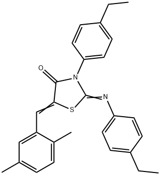 5-(2,5-dimethylbenzylidene)-3-(4-ethylphenyl)-2-[(4-ethylphenyl)imino]-1,3-thiazolidin-4-one Structure