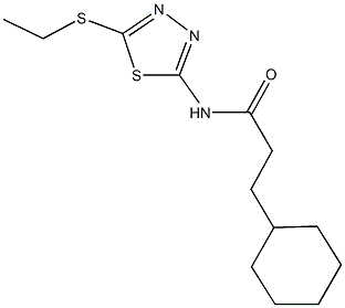 3-cyclohexyl-N-[5-(ethylsulfanyl)-1,3,4-thiadiazol-2-yl]propanamide,352678-98-9,结构式