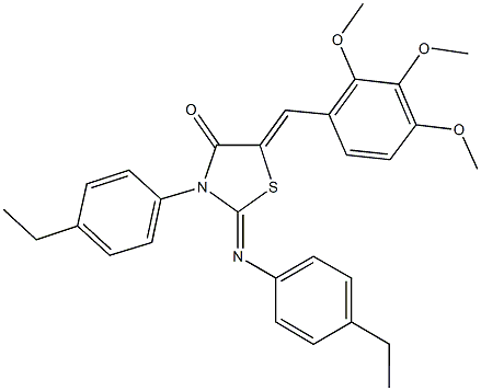 3-(4-ethylphenyl)-2-[(4-ethylphenyl)imino]-5-(2,3,4-trimethoxybenzylidene)-1,3-thiazolidin-4-one Structure