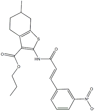 propyl 2-[(3-{3-nitrophenyl}acryloyl)amino]-6-methyl-4,5,6,7-tetrahydro-1-benzothiophene-3-carboxylate Structure