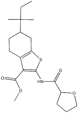 methyl 6-tert-pentyl-2-[(tetrahydro-2-furanylcarbonyl)amino]-4,5,6,7-tetrahydro-1-benzothiophene-3-carboxylate,352679-44-8,结构式
