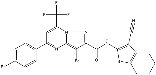 3-bromo-5-(4-bromophenyl)-N-(3-cyano-4,5,6,7-tetrahydro-1-benzothien-2-yl)-7-(trifluoromethyl)pyrazolo[1,5-a]pyrimidine-2-carboxamide Structure